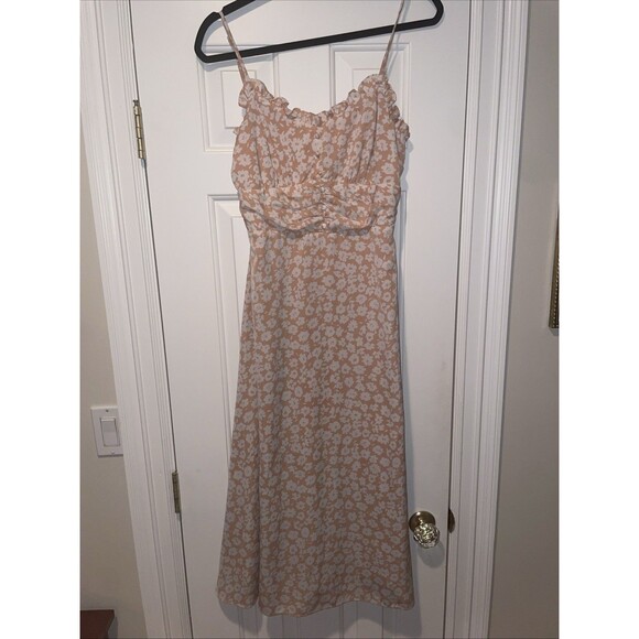 Lulus x Lush Timeless Touch Peach Floral Print A-Line Midi Dress Size Small - Picture 1 of 9